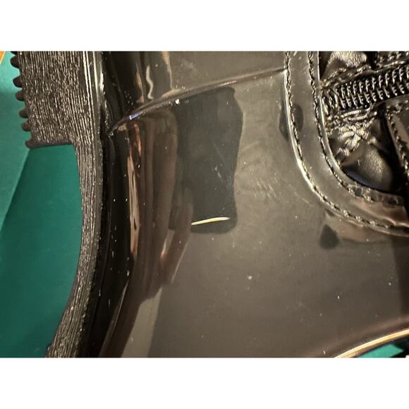 Alexis Leroy Black Quilted Rain Boots Women’s 39 US 8 Stud Buckle Mid-Calf - Picture 3 of 7